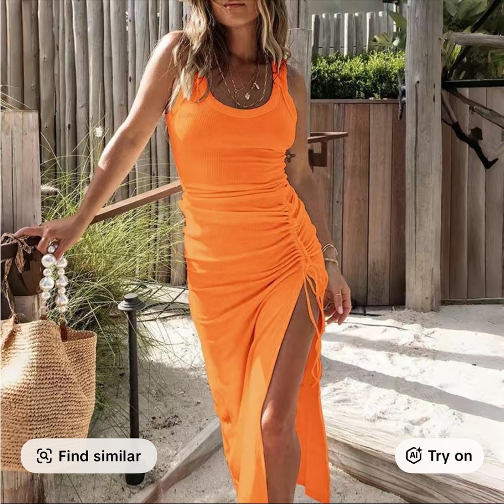 Chic Asymmetrical Orange Dress